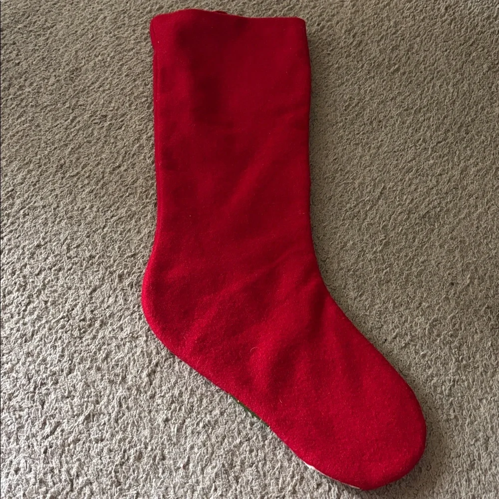 Crate&Barrel Tidings Red Stocking with White Floral Accents (11” X 21” inches)